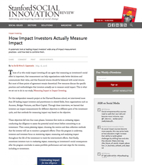 Imfino - How Impact Investors Actually Measure Impact