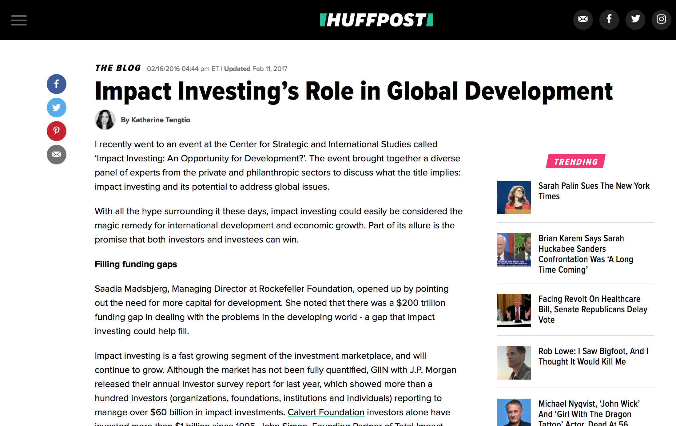 Impact Investing's Role in Global Development