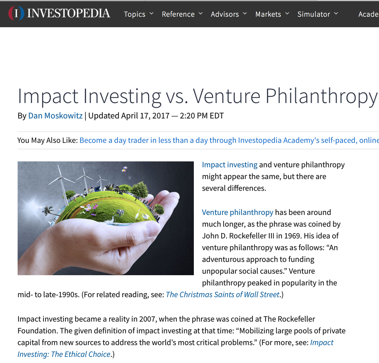 Impact Investing VS Venture Philanthropy